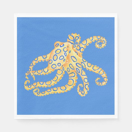 Blaues Oktopus-Hartglas Serviette (Vorderseite)