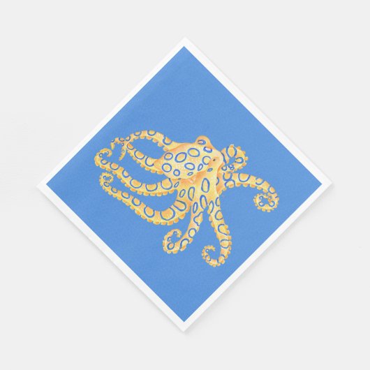 Blaues Oktopus-Hartglas Serviette (Ecke)