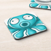 Blaues Oktopus-Japanisches Logo Getränkeuntersetzer (Linke Seite)