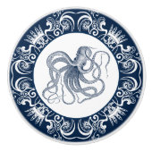 Blaues Oktopus Keramikknauf (Vorderseite)