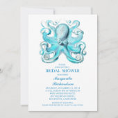 Blaues Oktopus nautisches Brautparty Einladung (Vorderseite)