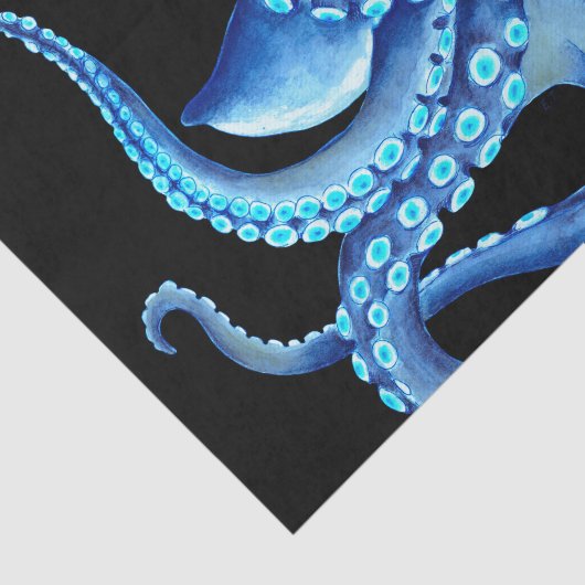 Blaues Oktopus Schwarz Seidenpapier (Ausschnitt)