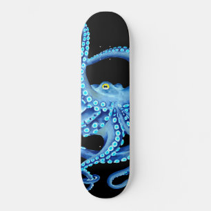 Blaues Oktopus Schwarz Skateboard