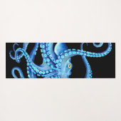 Blaues Oktopus Schwarz Yogamatte (Rückseite (Horizontal))