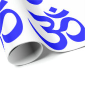 Blaues Om Symbol Muster Geschenkpapier (Rolleneckpunkt)