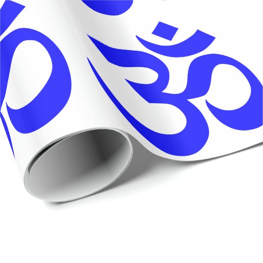 Blaues Om Symbol Muster Geschenkpapier (Rolleneckpunkt)