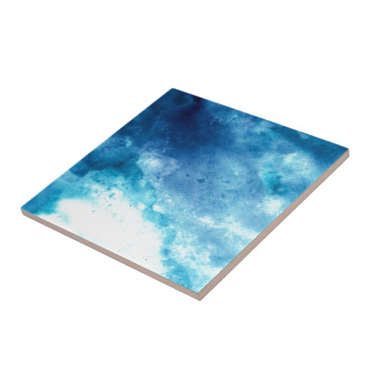 Blaues Ombre Tintenkleks-Spritzerwatercolor-Muster Fliese (Seite)