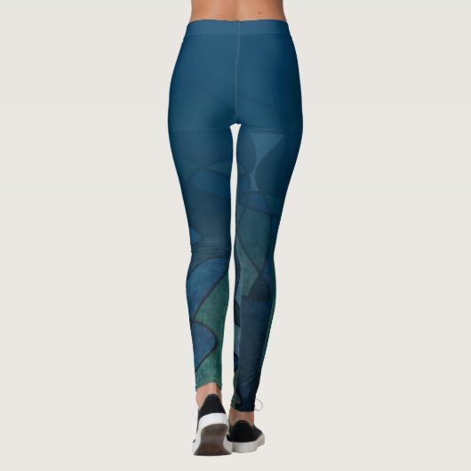Blaues Ombre über grüner aquamariner blauer Leggings (Rückseite)