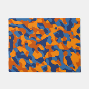 Blaues Orange Camouflage Druckmuster Fußmatte