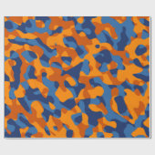 Blaues Orange Camouflage Druckmuster Geschenkpapier (Flach)