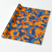 Blaues Orange Camouflage Druckmuster Geschenkpapier (Ungerollt)