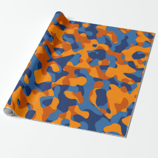 Blaues Orange Camouflage Druckmuster Geschenkpapier