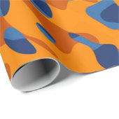 Blaues Orange Camouflage Druckmuster Geschenkpapier (Rolleneckpunkt)