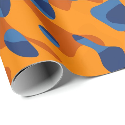 Blaues Orange Camouflage Druckmuster Geschenkpapier (Rolleneckpunkt)