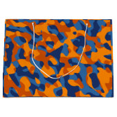 Blaues Orange Camouflage Druckmuster Große Geschenktüte (Vorderseite)