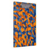 Blaues Orange Camouflage Druckmuster Klemmbrett (Rechts)