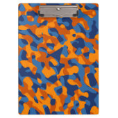Blaues Orange Camouflage Druckmuster Klemmbrett (Vorderseite)