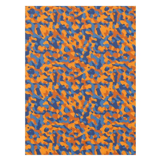 Blaues Orange Camouflage Druckmuster Tischdecke (Vorderseite)