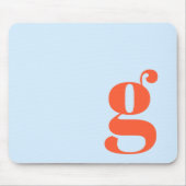 Blaues Orange Minimales Retro-Monogramm Anfangsbuc Mousepad (Vorne)