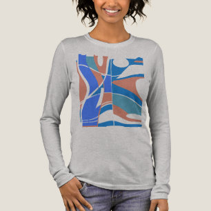 Blaues orangefarbenes Aquamarines Swirling Geometr Tri-Blend Shirt