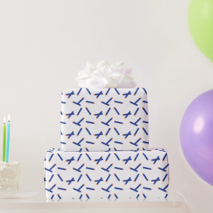 Blaues, Orangefarbenes Dart-Krieg Geburtstag Geschenkpapier