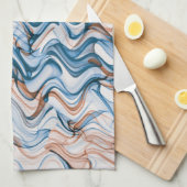 Blaues, orangefarbenes, gewelltes Muster Geschirrtuch (Viertel Falte)