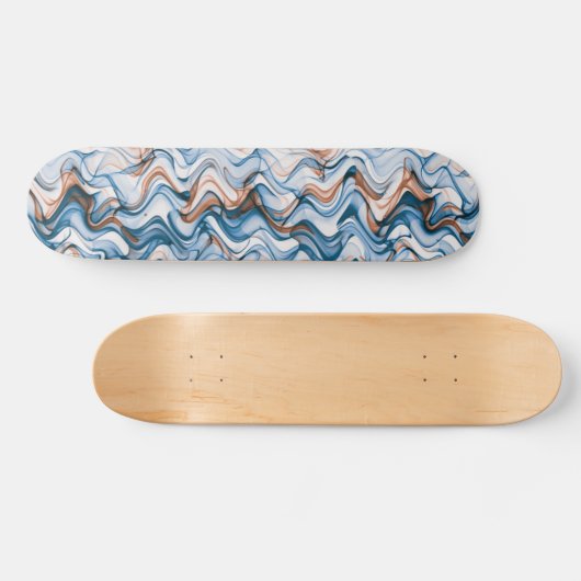 Blaues, orangefarbenes, gewelltes Muster Skateboard (Horizontal)