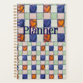 Blaues orangefarbenes Gingham Planer