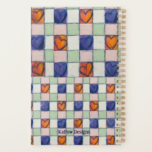 Blaues orangefarbenes Gingham Planer (Rückseite)