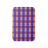Blaues orangefarbenes rotes Muster Badematte (Vorderseite Vertikal)