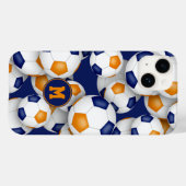 Blaues orangefarbenes Team farbenfrohe Kinderfußba Case-Mate iPhone Hülle (Rückseite (Horizontal))