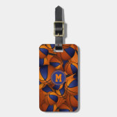 Blaues orangefarbenes Team färbt Teenager Basketba Gepäckanhänger (Vorderseite vertikal)