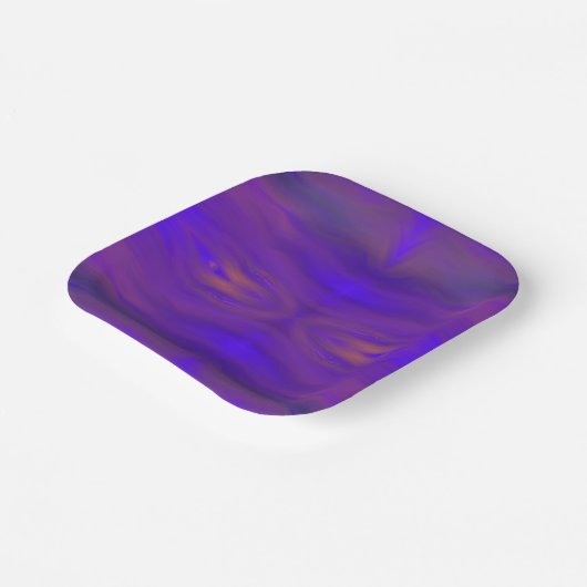 Blaues orangefarbenes und Lila abstraktes Design Pappteller (Gewinkelt)