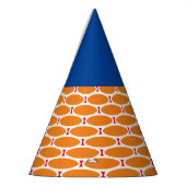 Blaues, orangefarbenes weißes gepolstertes geometr partyhütchen (Links)