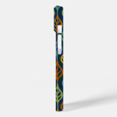 Blaues Orangengrün Aquamarine Herbstlaube Muster Case-Mate iPhone Hülle (Rückseite / Links)