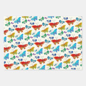 Blaues Orangenschmetterlingsmuster Hand-Illustrier Geschenkpapier Set (Vorderseite)