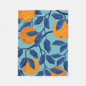 Blaues Orangenzweigmuster Fleecedecke (Vorderseite)