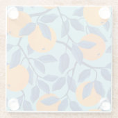 Blaues Orangenzweigmuster Glasuntersetzer (Rückseite)