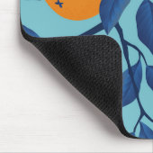 Blaues Orangenzweigmuster Mousepad (Ecke)