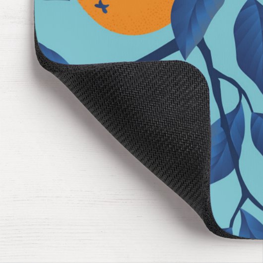 Blaues Orangenzweigmuster Mousepad (Ecke)