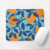 Blaues Orangenzweigmuster Mousepad (Mit Mouse)