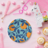 Blaues Orangenzweigmuster Pappteller (Party)