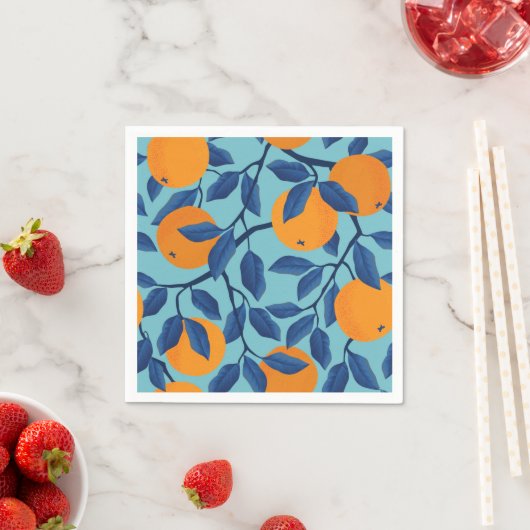 Blaues Orangenzweigmuster Serviette (Beispiel)