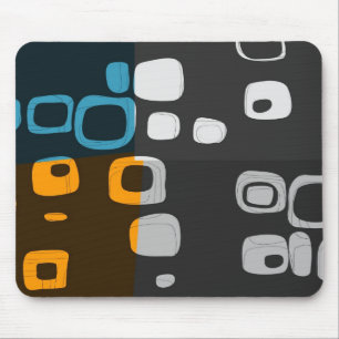 Blaues, oranges, graues retro abstraktes Kunstwerk Mousepad