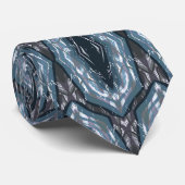 Blaues orientalisches geometrisches Ornament Krawatte (Gerollt)