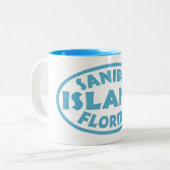 Blaues Oval Sanibel Insel-Floridas Zweifarbige Tasse (Vorderseite Links)