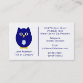 Blaues Owl-Design Visitenkarte (Vorderseite)