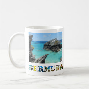 Blaues Ozean-felsiger Strand-Reise-Foto Bermudas Kaffeetasse
