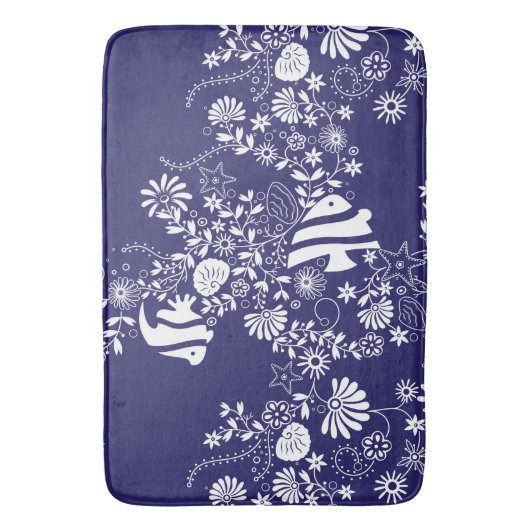 Blaues Ozean-Lebensmuster Badematte (Vorderseite Vertikal)