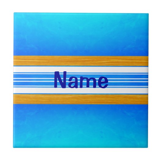 Blaues Ozean-Surfbrett Fliese (Vorderseite)